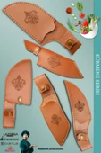 Sürmene Serisi Outdoor Bıçak Kamp Bıçağı Mutfak Şef Bıçak Bıçağı Deri Kılıflı 5 Li Set (Out-012) - 2