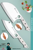Sürmene Serisi Outdoor Bıçak Kamp Bıçağı Mutfak Şef Bıçak Bıçağı Deri Kılıflı 2 Li Set (Out-007) - 1