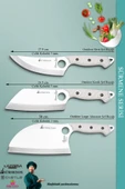 Sürmene Serisi Outdoor Bıçak Kamp Bıçağı Mutfak Şef Bıçak Bıçağı Deri Kılıflı 3 Lü Set (Out-010) - 3