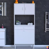 Modilayn ARDA 80x173x32,5 cm 1 Çekmece 2 Göz Sepetli ve 3 Raf Akıllı Dolap ile Dağınıklığa Son thumbnail 3