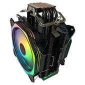 Rampage OCTAGON C60 Siyah 57CFM 1800RPM 2x12cm ARGB AM5/LGA1700 Uyumlu Hava Soğutmalı CPU Fan - 3