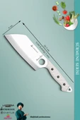 Sürmene Serisi Outdoor Bıçak Kamp Bıçağı Mutfak Şef Bıçak Bıçağı Deri Kılıflı Beyaz (Out-005) - 3
