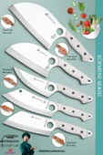 Sürmene Serisi Outdoor Bıçak Kamp Bıçağı Mutfak Şef Bıçak Bıçağı Deri Kılıflı 5 Li Set (Out-012) - 1