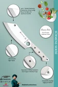 Sürmene Serisi Outdoor Bıçak Kamp Bıçağı Mutfak Şef Bıçak Bıçağı Deri Kılıflı 2 Li Set (Out-007) - 4