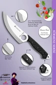 Sürmene Serisi Outdoor Bıçak Kamp Bıçağı Mutfak Şef Bıçak Bıçağı Deri Kılıflı Siyah (Out-013) - 4