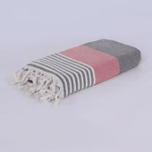 Homedius %100 Pamuk American Desenli Püsküllü Peştemal Banyo Plaj Havlusu - 100x180 cm  Kırmızı 100x180 - 4