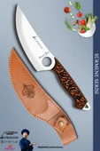 Sürmene Serisi Outdoor Bıçak Kamp Bıçağı Mutfak Şef Bıçak Bıçağı Deri Kılıflı Kahverengi (Out-025) - 1