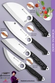 Sürmene Serisi Outdoor Bıçak Kamp Bıçağı Mutfak Şef Bıçak Bıçağı Deri Kılıflı 4 Lü Set (Out-023) - 1