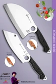 Sürmene Serisi Outdoor Bıçak Kamp Bıçağı Mutfak Şef Bıçak Bıçağı Deri Kılıflı 2 Li Set (Out-019) - 1
