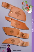 Sürmene Serisi Outdoor Bıçak Kamp Bıçağı Mutfak Şef Bıçak Bıçağı Deri Kılıflı 4 Lü Set (Out-023) - 2