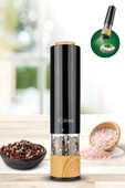 Pili Işıklı Tuz Karabiber Değirmeni Otomatik Ayarlanabilir Baharat Öğütücü - 1