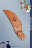 Sürmene Serisi Outdoor Bıçak Kamp Bıçağı Mutfak Şef Bıçak Bıçağı Deri Kılıflı Kahverengi (Out-025) - 2