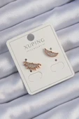 Xuping Rose Renk Zirkon Taşlı Ay ve Güneş Tasarımlı Küpe - TJ-BKP9429 - 1