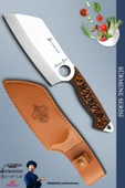 Sürmene Serisi Outdoor Bıçak Kamp Bıçağı Mutfak Şef Bıçak Bıçağı Deri Kılıflı Kahverengi (Out-029) - 1