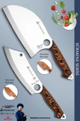 Sürmene Serisi Outdoor Bıçak Kamp Bıçağı Mutfak Şef Bıçak Bıçağı Deri Kılıflı 2 Li Set (Out-031) - 1