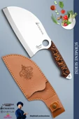 Sürmene Serisi Outdoor Bıçak Kamp Bıçağı Mutfak Şef Bıçak Bıçağı Deri Kılıflı Kahverengi (Out-026) - 1