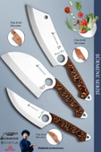Sürmene Serisi Mutfak Kamp Şef Bıçak Seti Et Ekmek Salata Kamp Şef Bıçağı 3 Lü Set Kahve ( Mft-033) - 1