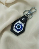 Deri Anahtarlık Nazar Boncuklu Kötü Göz Araba Çanta Cüzdan Süsü Aksesuarı - 2