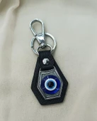 Deri Anahtarlık Nazar Boncuklu Kötü Göz Araba Çanta Cüzdan Süsü Aksesuarı - 3