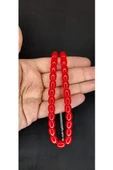ÇUBUK KEHRİBAR TESBİH KIRMIZI RENK KAPSÜL KESİM T-452 - 3