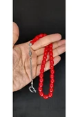 ÇUBUK KEHRİBAR TESBİH KIRMIZI RENK KAPSÜL KESİM T-452 - 2