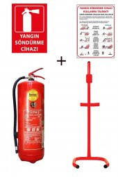 6KG TÜPAŞ YANGIN TÜPÜ,YANGIN TÜPÜ KULLANIM TALİMATI, YANGIN TÜPÜ LEVHASI, VE C TİPİ SEHPA 4LÜ SET - 1