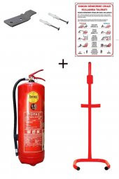 6KG TÜPAŞ YANGIN TÜPÜ,YANGIN TÜPÜ KULLANIM TALİMATI, ASKI APARATI, DÜBEL VİDA VE C TİPİ SEHPA 5Lİ SET - 1