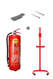 6KG TÜPAŞ YANGIN TÜPÜ, DÜBEL VİDA, ASKI APARATI VE C TİPİ SEHPA 4LÜ SET - 1