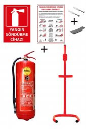 6KG TÜPAŞ YANGIN TÜPÜ,YANGIN TÜPÜ KULLANIM TALİMATI, YANGIN TÜPÜ LEVHASI, ASKI APARATI, DÜBEL VİDA VE C TİPİ SEHPA 6LI SET - 1