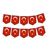 Türk Bayrağı Zigzak Flama Karton Banner Okul Süsleme - 1 Adet - 1
