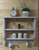 KUZELA Ahşap Mutfak Raflı Terek - 1