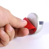 Yarımay Kapı Stoperi Tamponu Yapışkanlı Metal Kapı Stopu Durdurucu Tutucu Gri (5 ADET) - 5