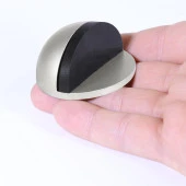 Yarımay Kapı Stoperi Tamponu Yapışkanlı Metal Kapı Stopu Durdurucu Tutucu Gri (5 ADET) - 6