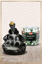 Geri Akışlı Şelale Temalı Siyah Tütsülük No:9  Ve Jasmine Konik Tütsü 40 Adet - 1