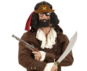 Kahve Renk Şapkalı Siyah Sakallı Lu Jack Sparrow Denizci Korsan Gözlüğü 24x25 Cm - 3