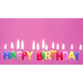 Rengarenk Happy Birthday Yazılabilen Doğum Günü Mumu - 4