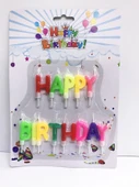 Happy Birthday Yazılabilen Rengarenk Doğum Günü Mumu - 2