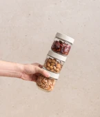 Pinmoo Airtight Baharatlık- 3 lü Saklama Kabı Cam- Bej kapak - 3