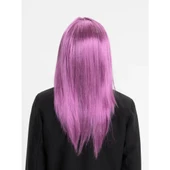 Rose Pembe Renk Düz Kesim Uzun Parti Peruğu Takma Saç - 2