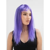 Lila Renk Uzun Düz Parti Peruğu - 3