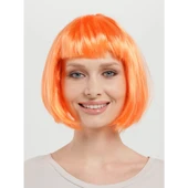 Turuncu Renk Küt Parti Peruğu Kısa Takma Saç - 1