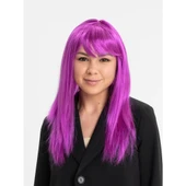 Fuşya Renk Düz Kesim Uzun Parti Peruğu Takma Saç - 1