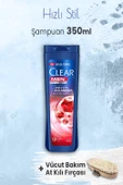 Clear Men Şampuan Hızlı Stil 350 ml ve Vücut Bakım At Kılı Fırçası - 1