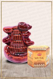 Geri Akışlı Şelale Temalı Kahve Tütsülük No:5 Ve Musk Konik Tütsü 40 Adet - 1