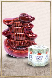 Geri Akışlı Şelale Temalı Kahve Tütsülük No:5 Ve White Sage Konik Tütsü 40 Adet - 1