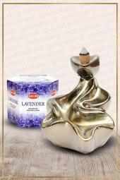 Geri Akışlı Şelale Temalı Bronz Tütsülük No:1 Ve Lavender Konik Tütsü 40 Adet - 1