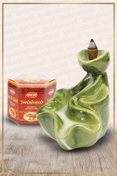Geri Akışlı Şelale Temalı Yeşil Tütsülük No:2 Ve Sandalwood Konik Tütsü 40 Adet - 1