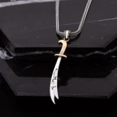 Ya Ali Yazılı Hz. Ali Kılıcı Zülfikar Kılıcı Gümüş Erkek Kolye - 3