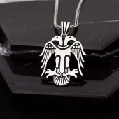 Çift Başlı Selçuklu Kartalı Gümüş Erkek Kolye - 2