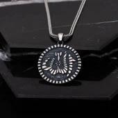 Allah Yazılı Gümüş Erkek Cevşen Kolye - 2